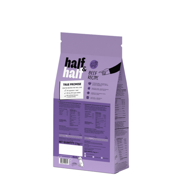 Half&Half Premium Torrfoder för Hundar av Mellanstor Ras Nötkött 2kg