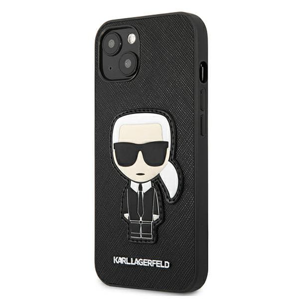 Karl Lagerfeld Saffiano Ikonik Karl`s Patch-etui til iPhone 13 mini, sort