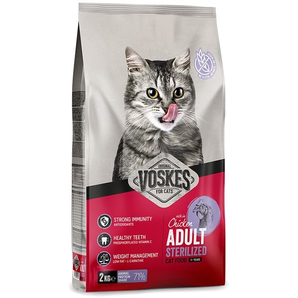 Voskes Adult Sterilised Chicken - torrfoder för steriliserade katter med kyckling 2 kg