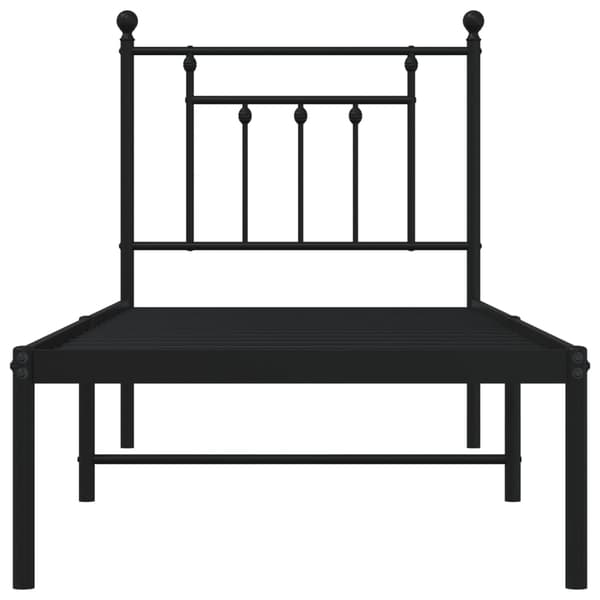 vidaXL metalsengestel med hovedgærde sort 75x190 cm