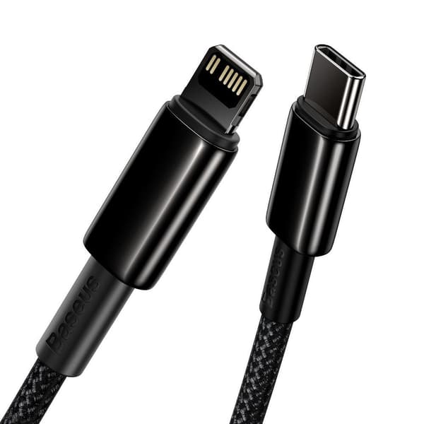Kabel til iPhone USB-C - Lynhurtig opladning 20W 2m - helt sort