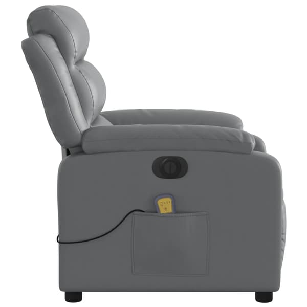 vidaXL elektrisk lænestol med massagefunktion, grå, kunstlæder