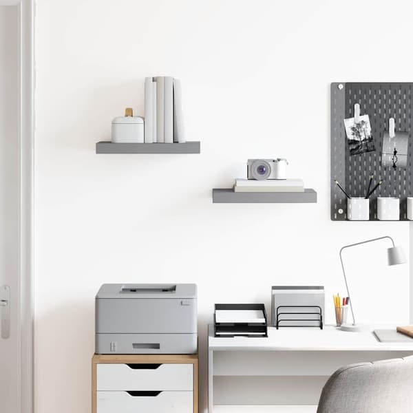 vidaXL Seinähyllyt, 2 kpl, harmaa, 40x23x3,8 cm, MDF