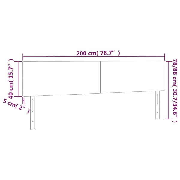vidaXL sengegavle, 2 stk., sort, 100x5x78/88 cm, stof