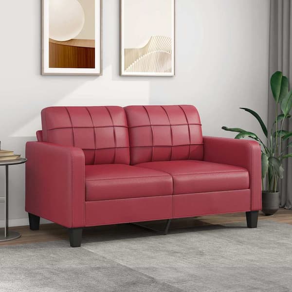vidaXL 2-sitssoffa vinröd 140 cm konstläder