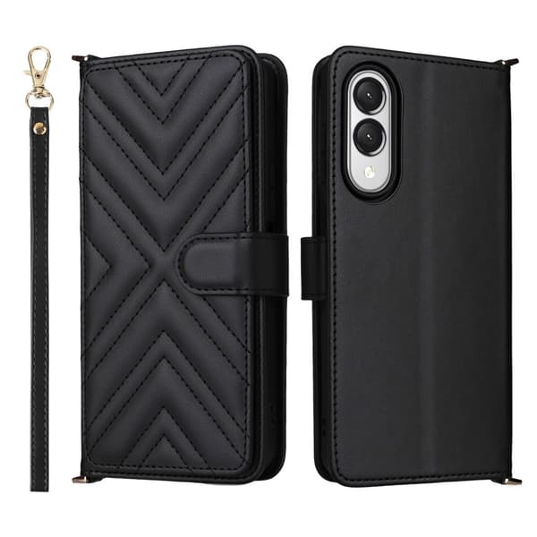 Samsung Galaxy S25 Edge Flip-cover, Crossbody-pung, Sort