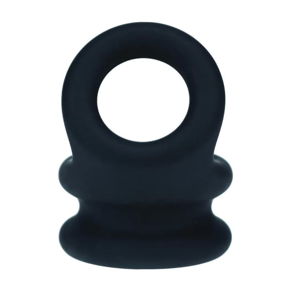 Bred Dubbel O Silikon Penisring - S - Svart