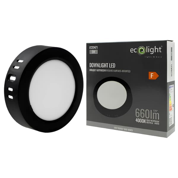 Rund LED-loftlampe til overflademontering 6W 12cm 4000K neutral sort