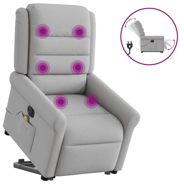 vidaXL Elektrisk lyftande massagefåtölj, vilstol, grå