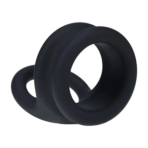 Bred Dobbelt O Silikone Penisring - L - Sort