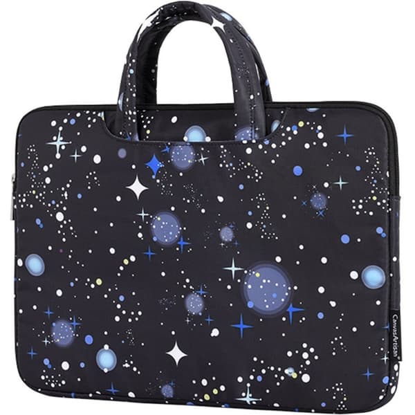 13" laptop-taske med stjernehimmeldesign - sort