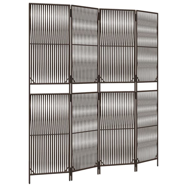 vidaXL 4-panels brun polyrattanskærm