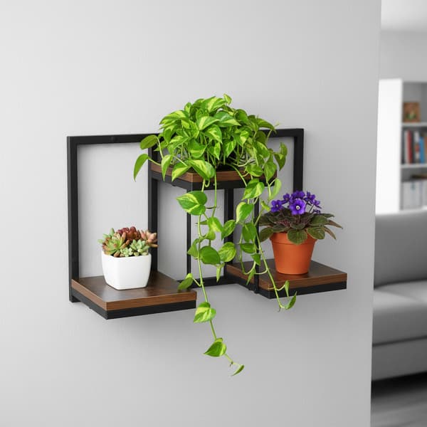 Sort loft blomsterstander JOSE RUSTIC i ældet eg