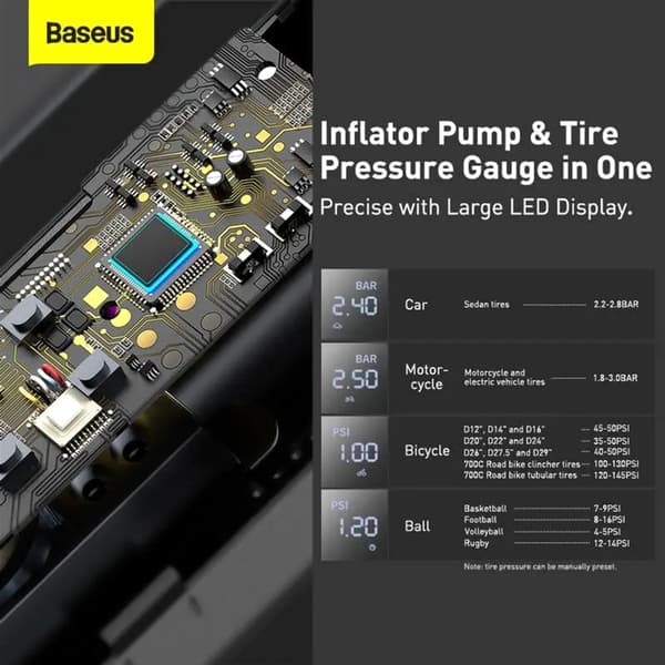 Baseus Super Mini Inflatorpumpe Sort (CRCQ000001)