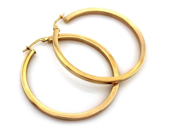 375 guldøreringe klassiske hoops kantede hoops 35mm hoops 9ct gave