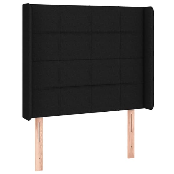 vidaXL sengegavl med LED sort 83x16x118/128 cm stof