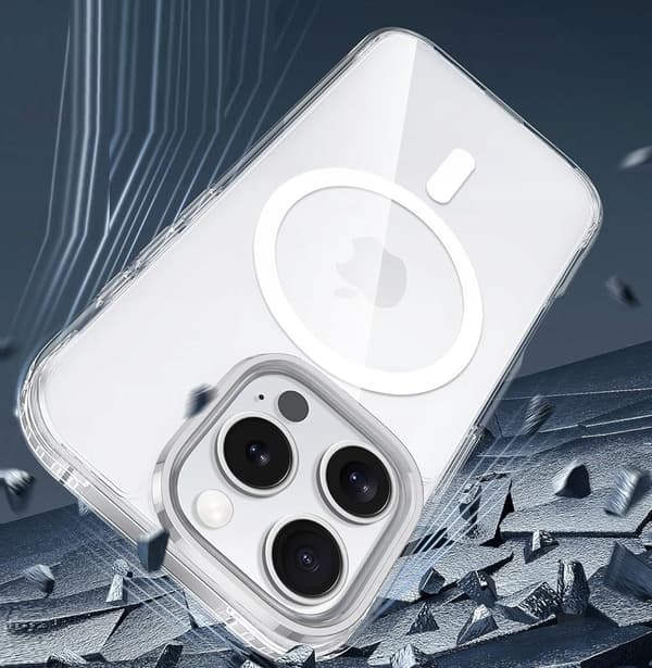Etui til Apple iPhone 16 Pro FORSTÆRKET til MAGSAFE CLEAR SHOCK CASE + Glas