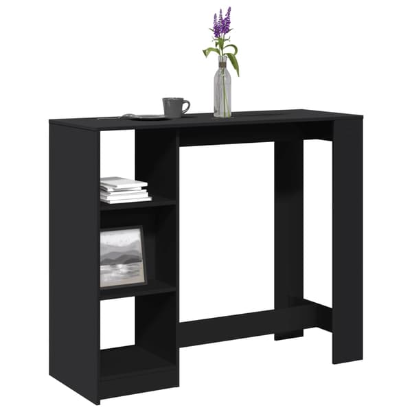 vidaXL barbord med hylde, sort, 124x46x103,5 cm