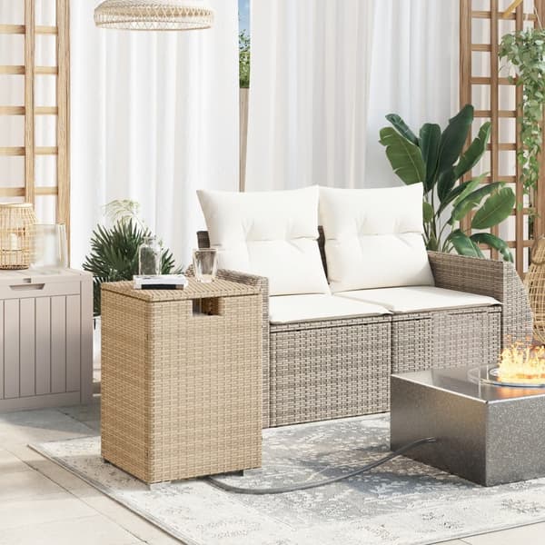 vidaXL Pulloteline/pöytä beige 40x40x60 cm polyrottinki