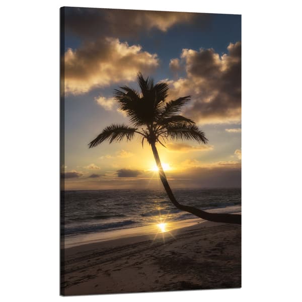 Canvastaulu Luonto Palm Auringonlasku Tausta 50x80 Valtameri Holidays
