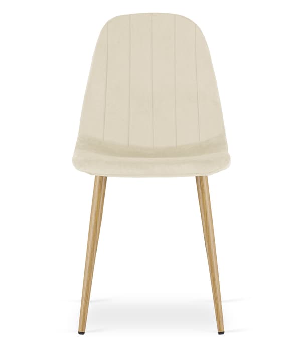 PADVA stol - lys beige fløjl / ben i egetræ x 2