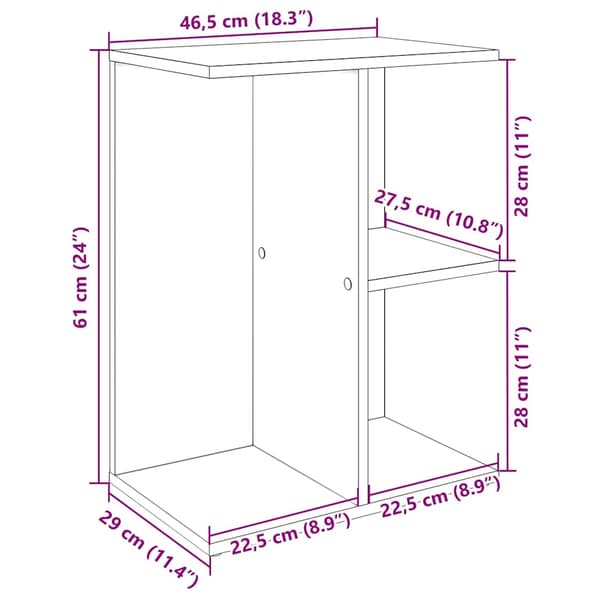 vidaXL sengebord brunt egetræ 46,5x29x61 cm