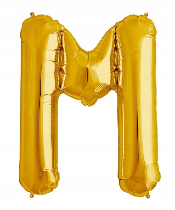 Guldballon formet som bogstaver 75 cm guld bogstav M