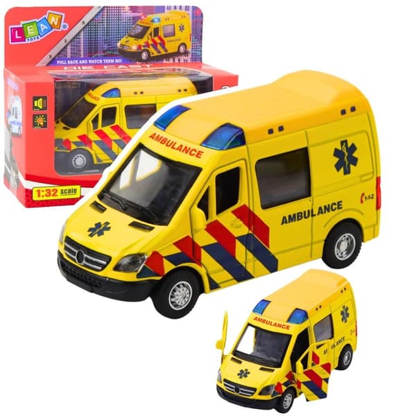 Metallinen ambulanssi, jossa on vetolaite