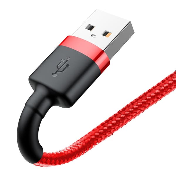 Slitstark nylonkabel USB - iPhone Lightning QC3 3m - Röd