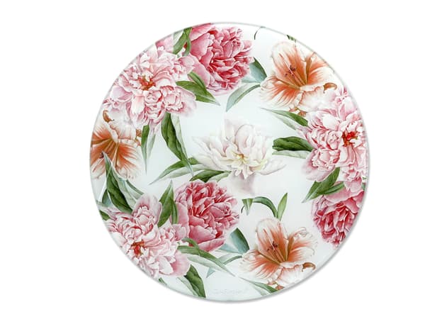 Carmani, glastavla, rund 30 cm - Blommor