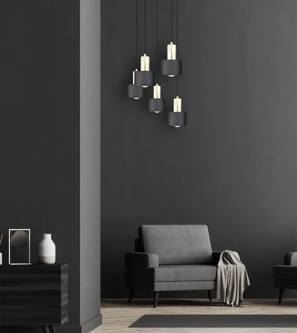 Riippuvalaisin 5xE27 LUCE MUSTA KULTA