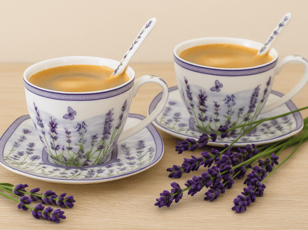 Set med 2 porslinsmuggar, 250 ml, i presentask - Lavender-kollektionen