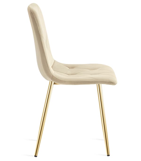 LIBRA stol - lys beige fløjl / guldben x 2