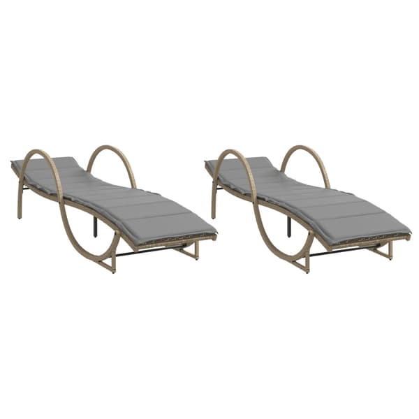 vidaXL Solstolar med kuddar, set om 2, beige, polyrotting