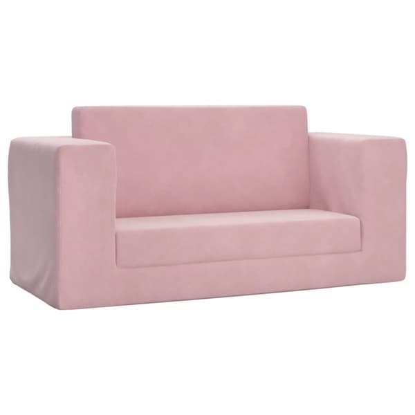 vidaXL 2-sits bäddsoffa för barn, rosa, mjuk plysch