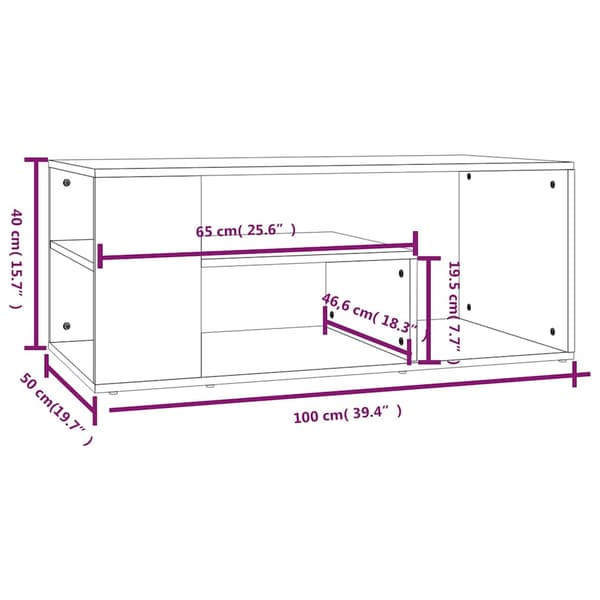 vidaXL sofabord brunt egetræ 100x50x40 cm