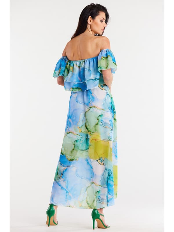 Chiffonbluse med havbølgeprint, S/M