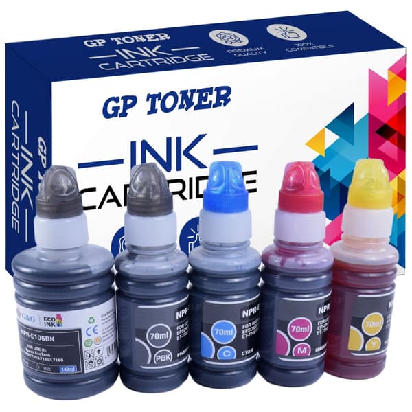 5 kpl mustepatruunoita Epson E105/106 GP -tulostimeen
