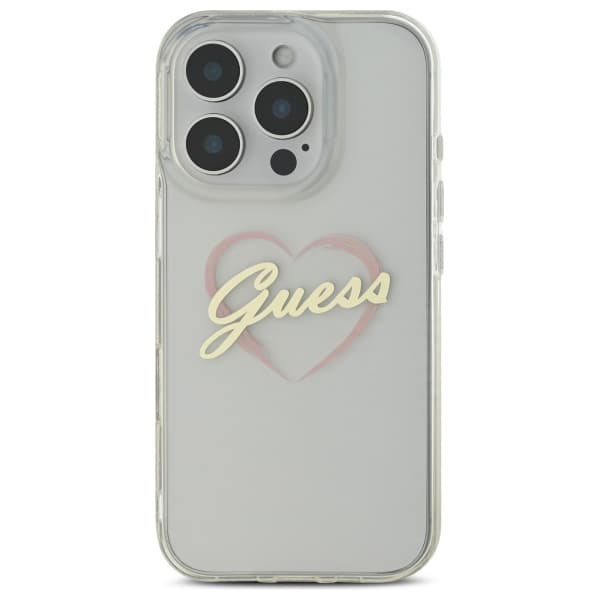 Guess IML Hjerte-etui til iPhone 16 Pro, Klar/Transparent