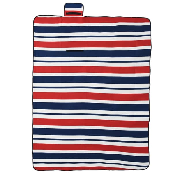 vidaXL foldbart picnictæppe røde og blå striber 200x150 cm