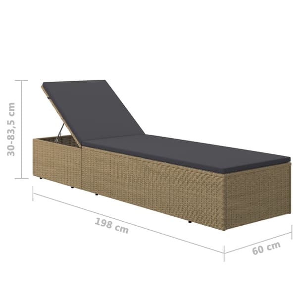 vidaXL polyrattan liggestol brun/mørkegrå