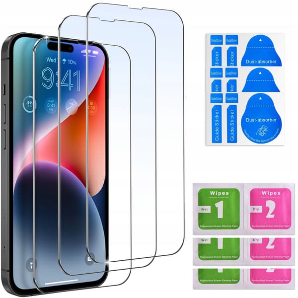 3x 9H HÄRDADE GLAS FÖR iPhone 13 Pro Max | 14 Plus LINSER, SET MED 3