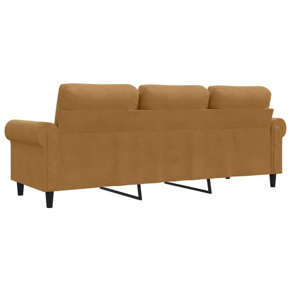 vidaXL 3-sitssoffa, brun, 180 cm, klädd i sammet