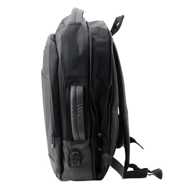 Yritysreppu USB-läppäritaskulla musta 16L 45cm