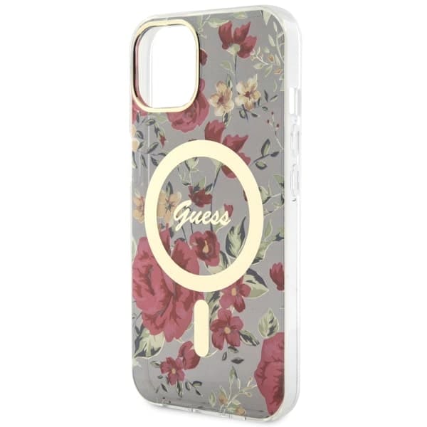 Guess Flower MagSafe-etui til iPhone 14 Plus, grøn/khaki