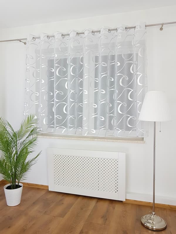 Färdig gardin av ostduk, fastsydda öljetter, 300x150 cm