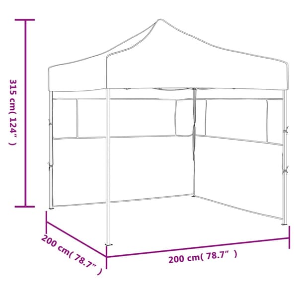 vidaXL professionelt foldbart festtelt, 2 sider, 2x2 m, stål