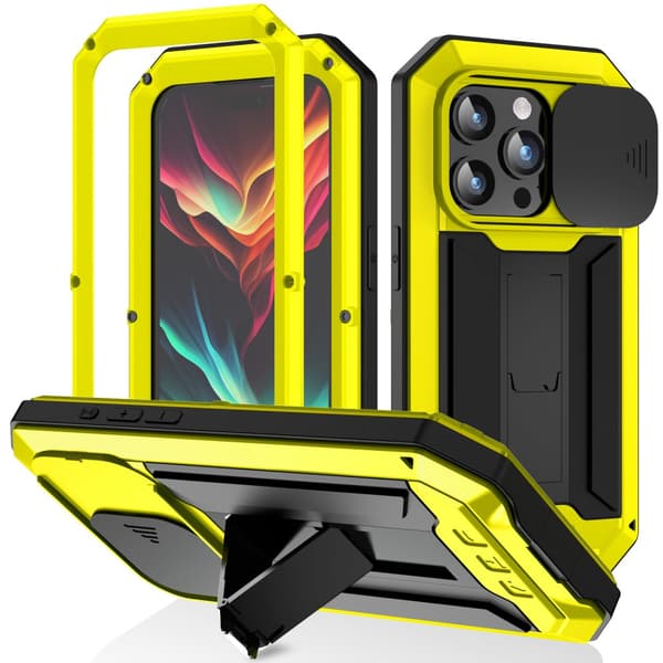 iPhone 15 Pro Max cover, R-JUST CamShield Slide, Rugged, Gul/Sort
