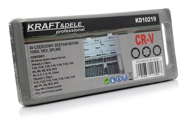 Sats med specialbits KD10219 HEX, torx, spline 40 st.