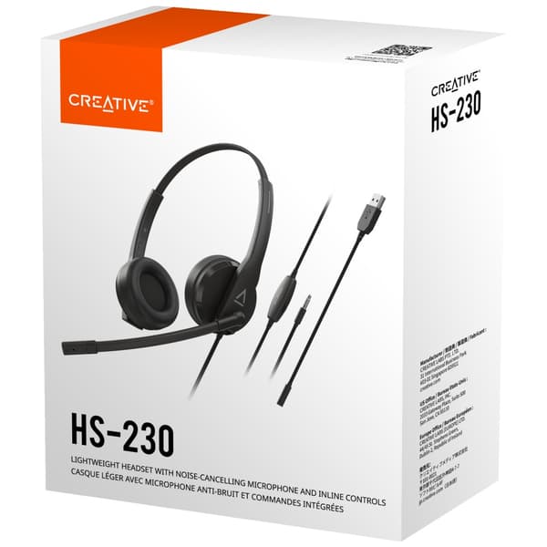 Creative HS-230 Kablede Hovedtelefoner med USB Mikrofon, Sort